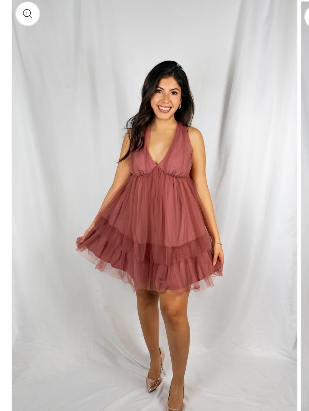 Le Lis Babydoll Dress Sleeveless Tulle Ruffle Mini Party Casual Rose Size Small